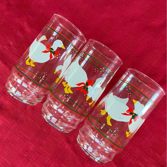 Indiana Glass Co Vintage 80s Set of 8 Christmas Goose 16 oz Decorated Glasses - Picture 5 of 16